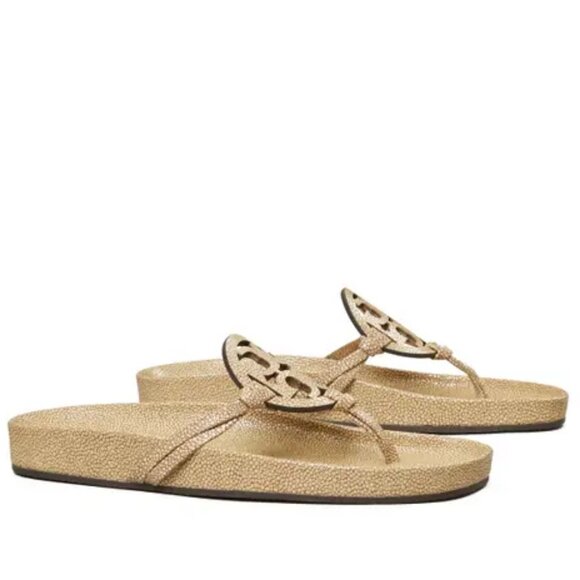 THONG SANDAL IN WHITE CALFSKIN WITH GOLD LOGO